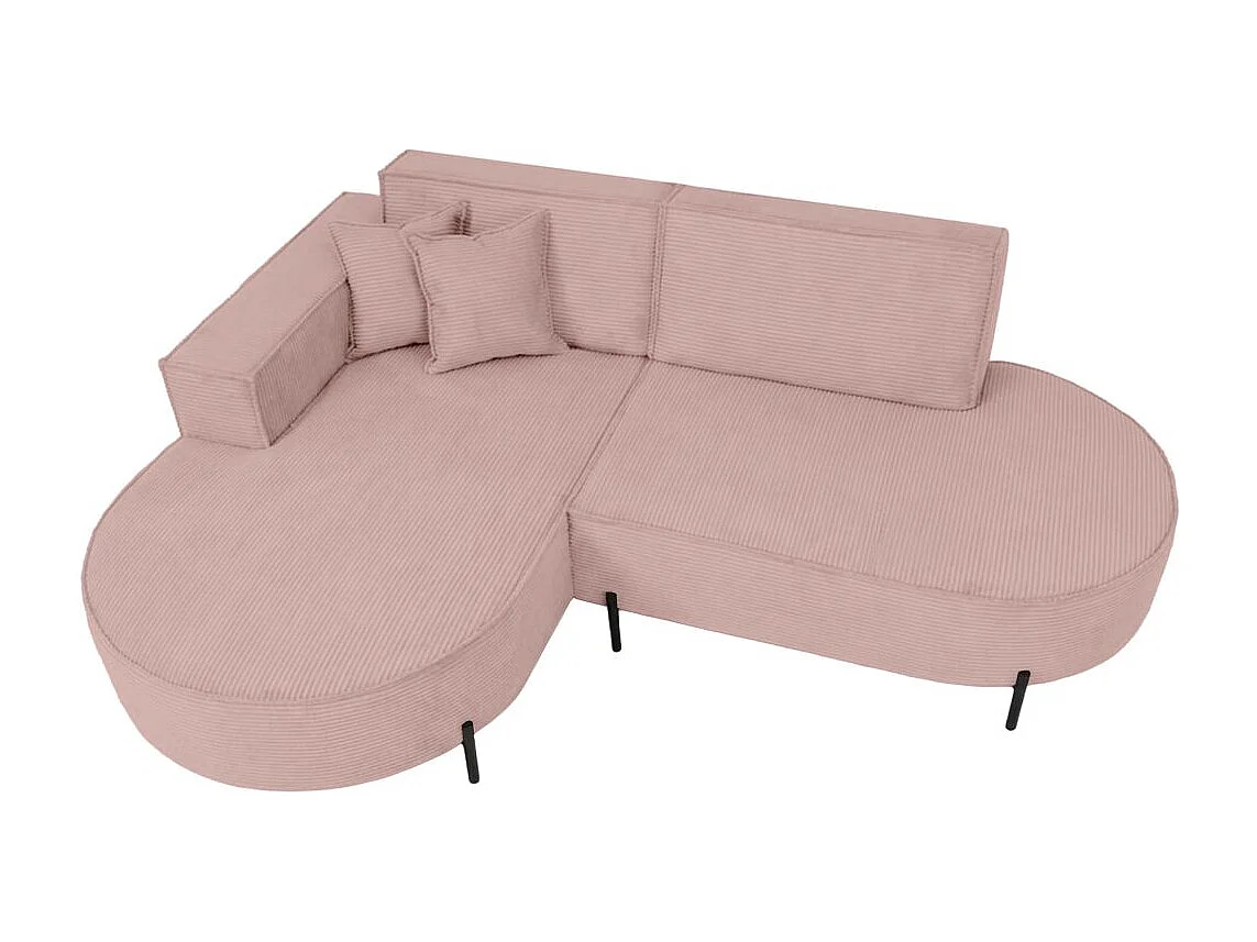 Canapé d'angle gauche 4 places MARLON en velours côtelé - Rose