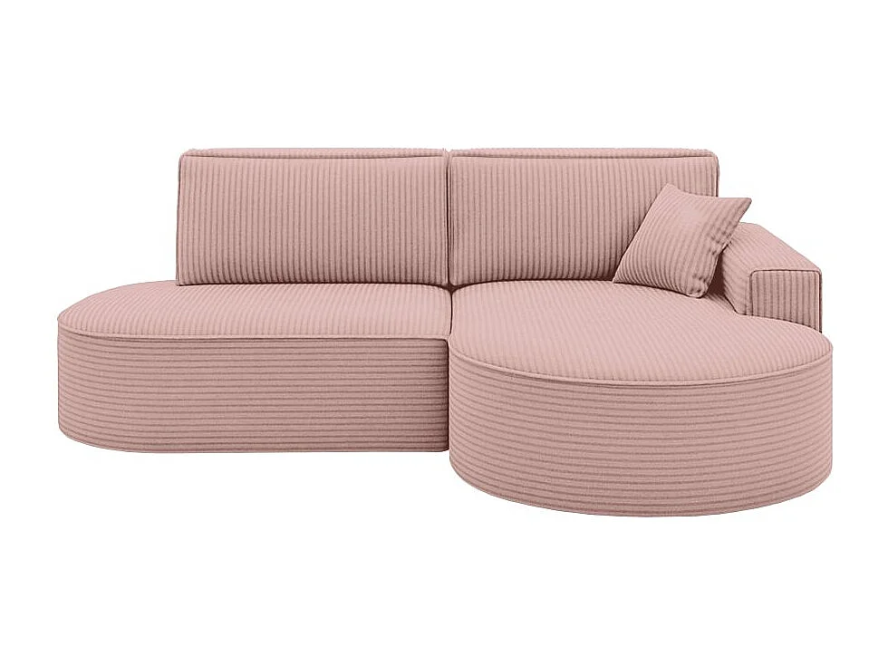Canapé d'angle droit convertible 4 places MARLO en velours cotelé - Rose