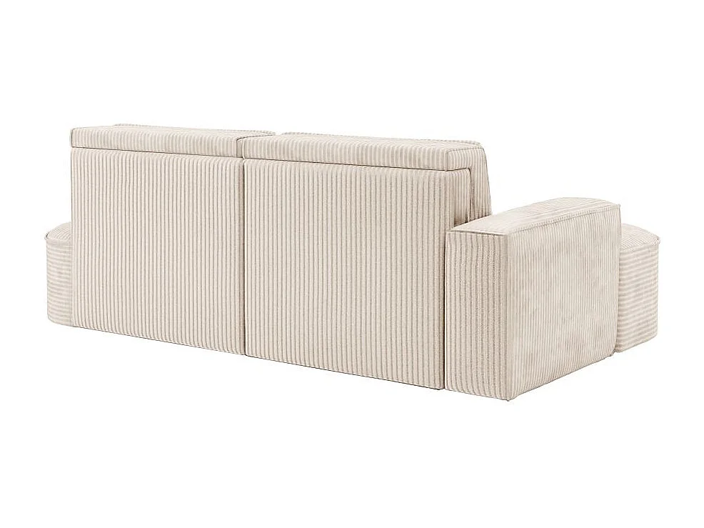 Canapé d'angle gauche convertible 4 places MARLO en velours cotelé - Beige