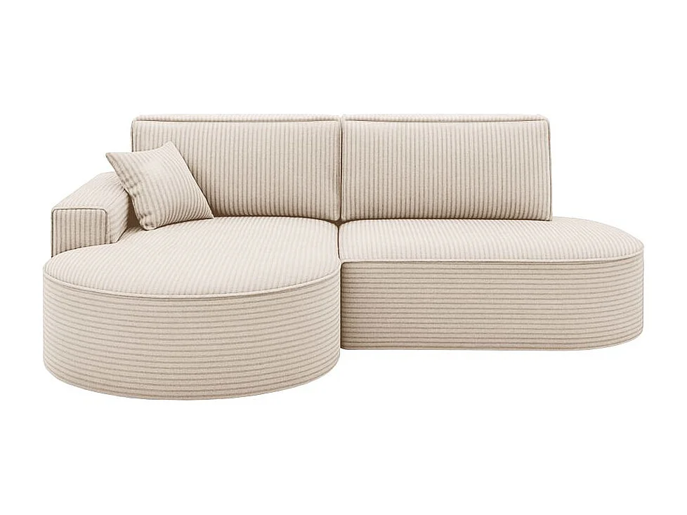 Canapé d'angle gauche convertible 4 places MARLO en velours cotelé - Beige