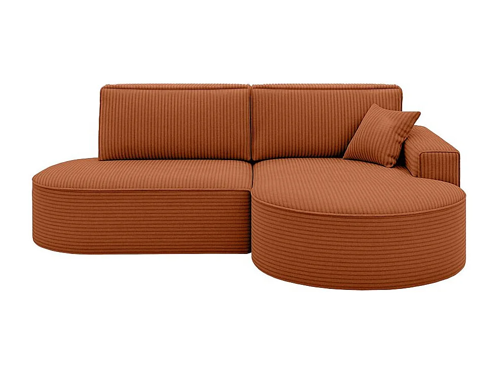 Canapé d'angle droit convertible 4 places MARLO en velours cotelé - Terracotta