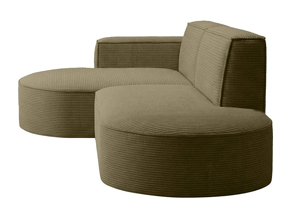 Canapé d'angle droit 4 places MARLA en velours côtelé - Vert kaki