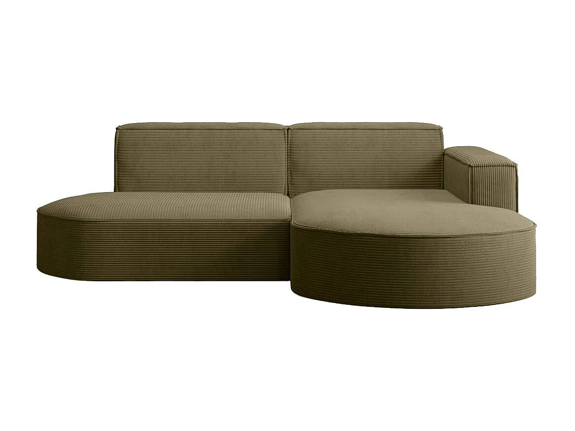 Canapé d'angle droit 4 places MARLA en velours côtelé - Vert kaki