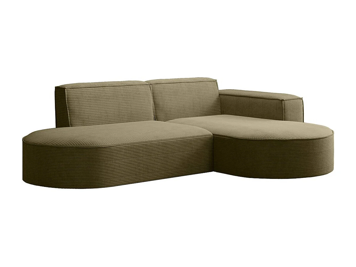 Canapé d'angle droit 4 places MARLA en velours côtelé - Vert kaki