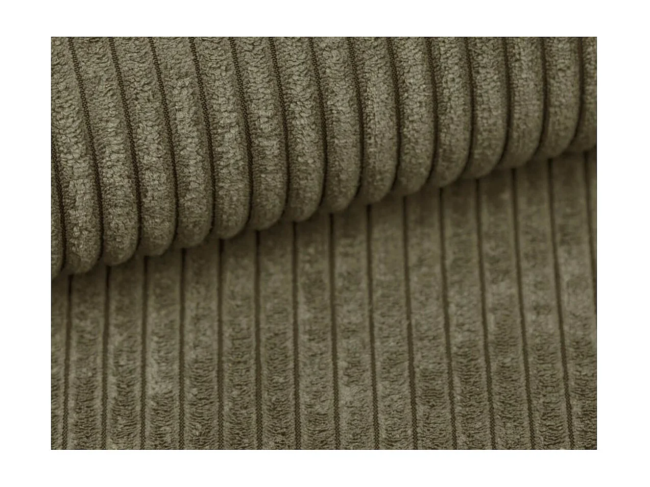 Canapé d'angle droit 4 places MARLA en velours côtelé - Vert kaki