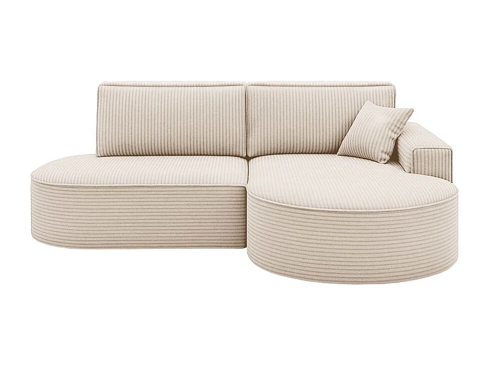 Canapé d'angle droit convertible 4 places MARLO en velours cotelé - Beige
