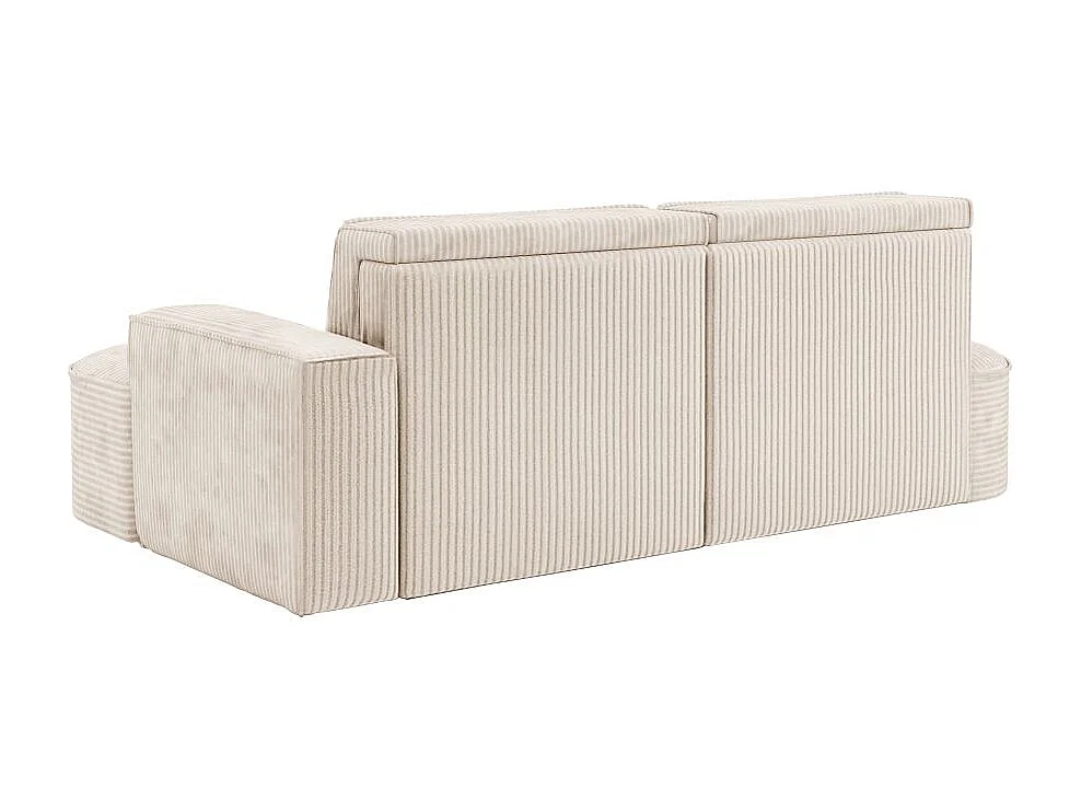 Canapé d'angle droit convertible 4 places MARLO en velours cotelé - Beige