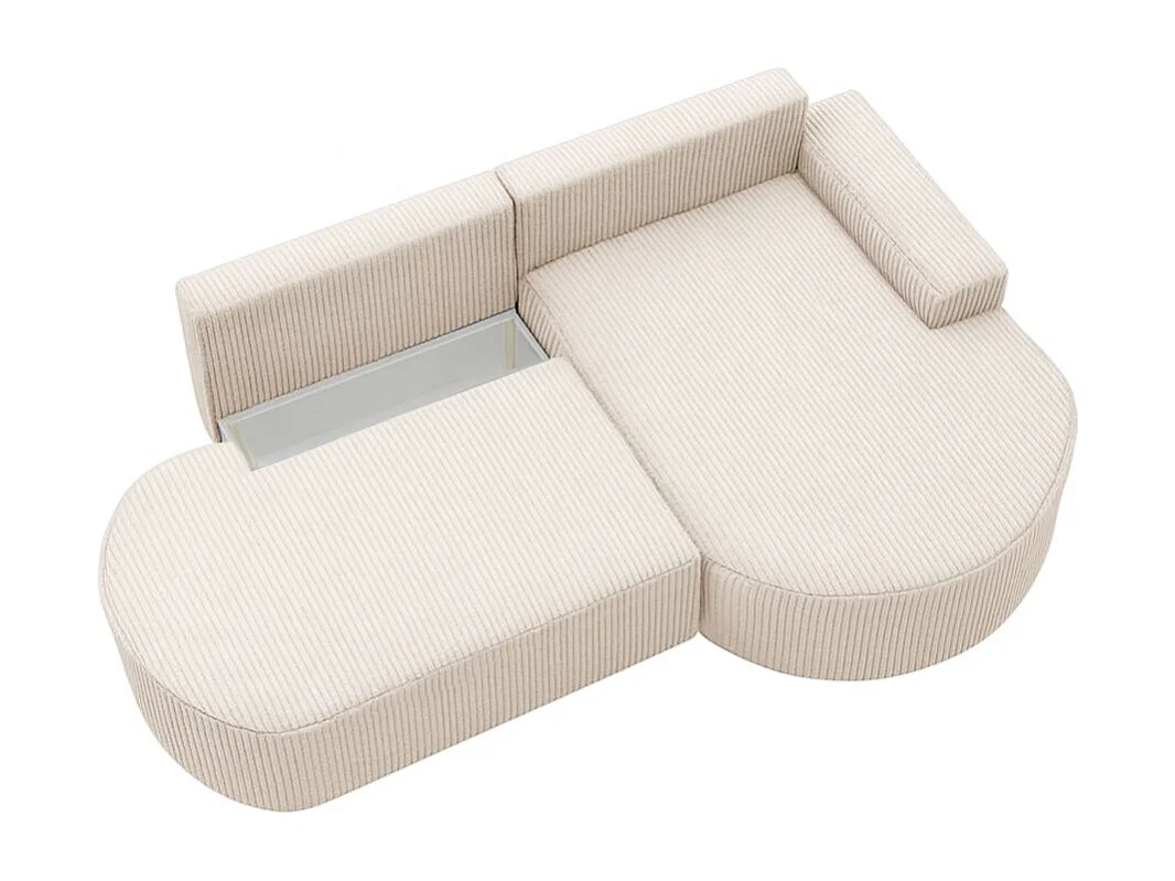 Canapé d'angle droit convertible 4 places MARLO en velours cotelé - Beige
