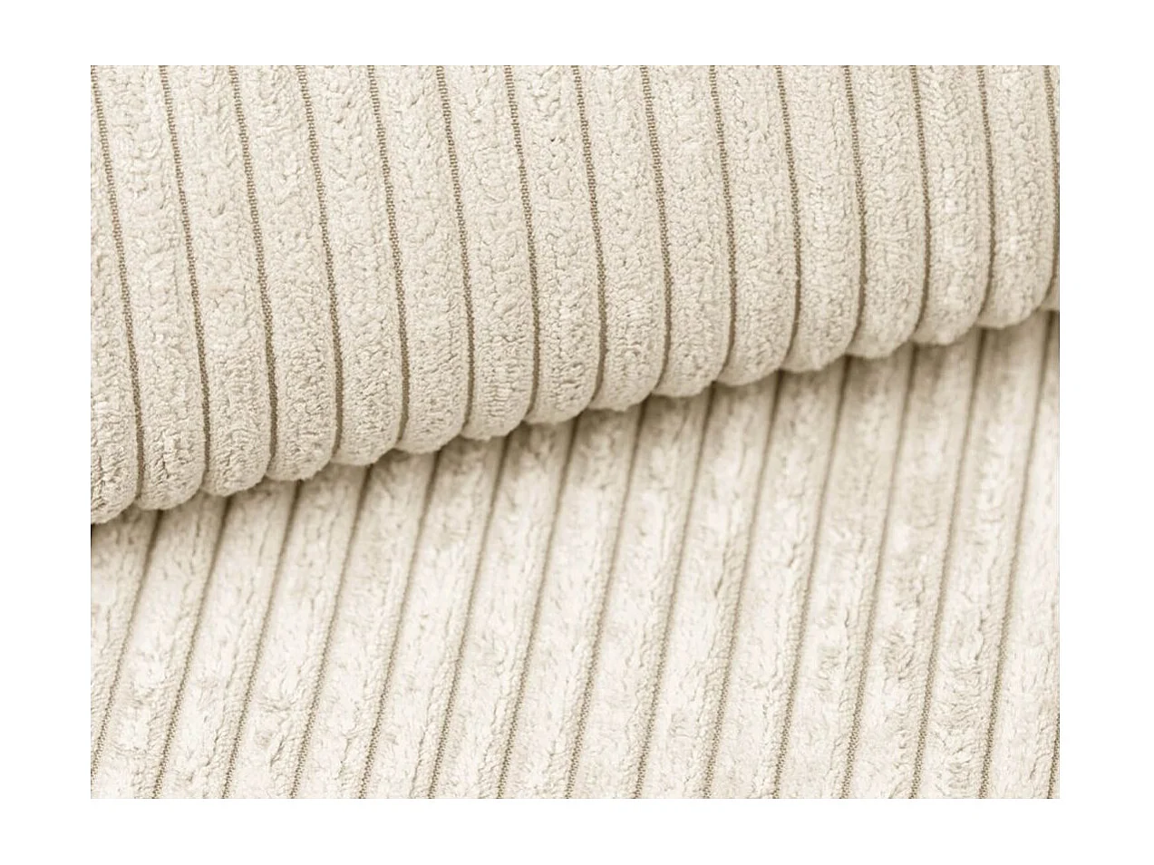 Canapé d'angle droit convertible 4 places MARLO en velours cotelé - Beige