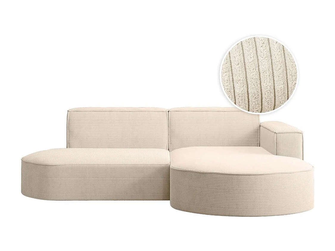 Canapé d'angle droit 4 places MARLA en velours côtelé - Beige