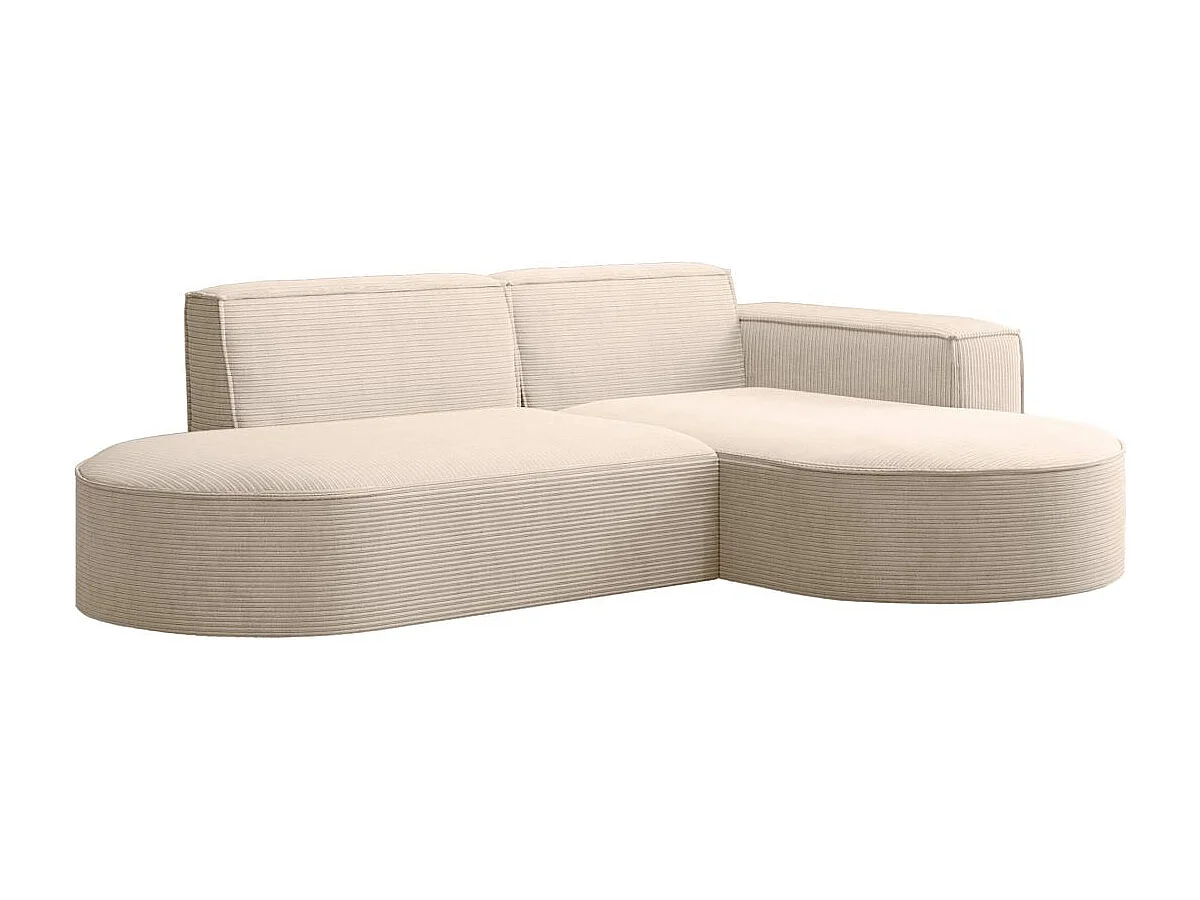 Canapé d'angle droit 4 places MARLA en velours côtelé - Beige