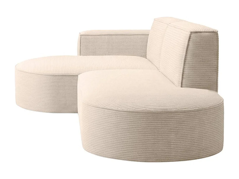 Canapé d'angle droit 4 places MARLA en velours côtelé - Beige