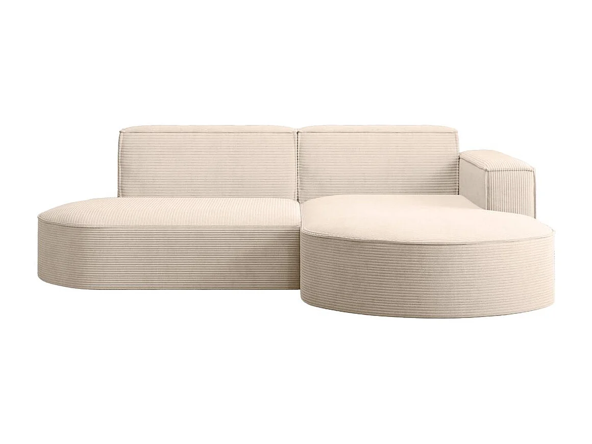 Canapé d'angle droit 4 places MARLA en velours côtelé - Beige