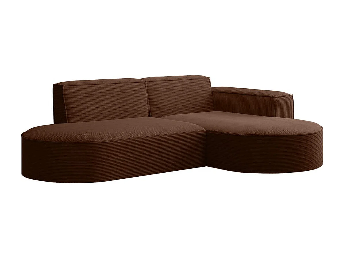 Canapé d'angle droit 4 places MARLA en velours côtelé - Marron
