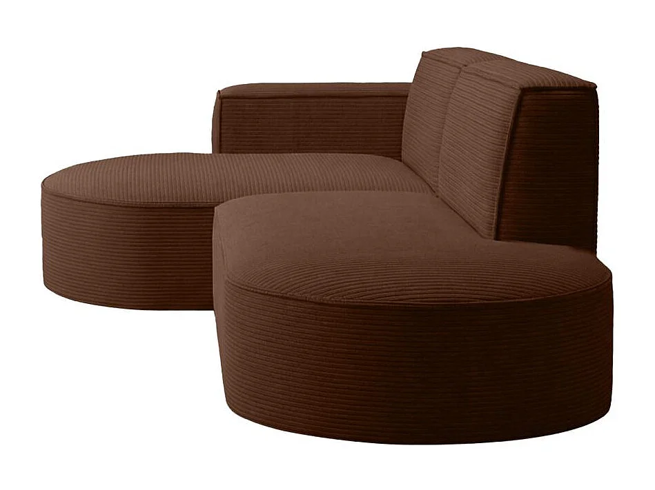 Canapé d'angle droit 4 places MARLA en velours côtelé - Marron