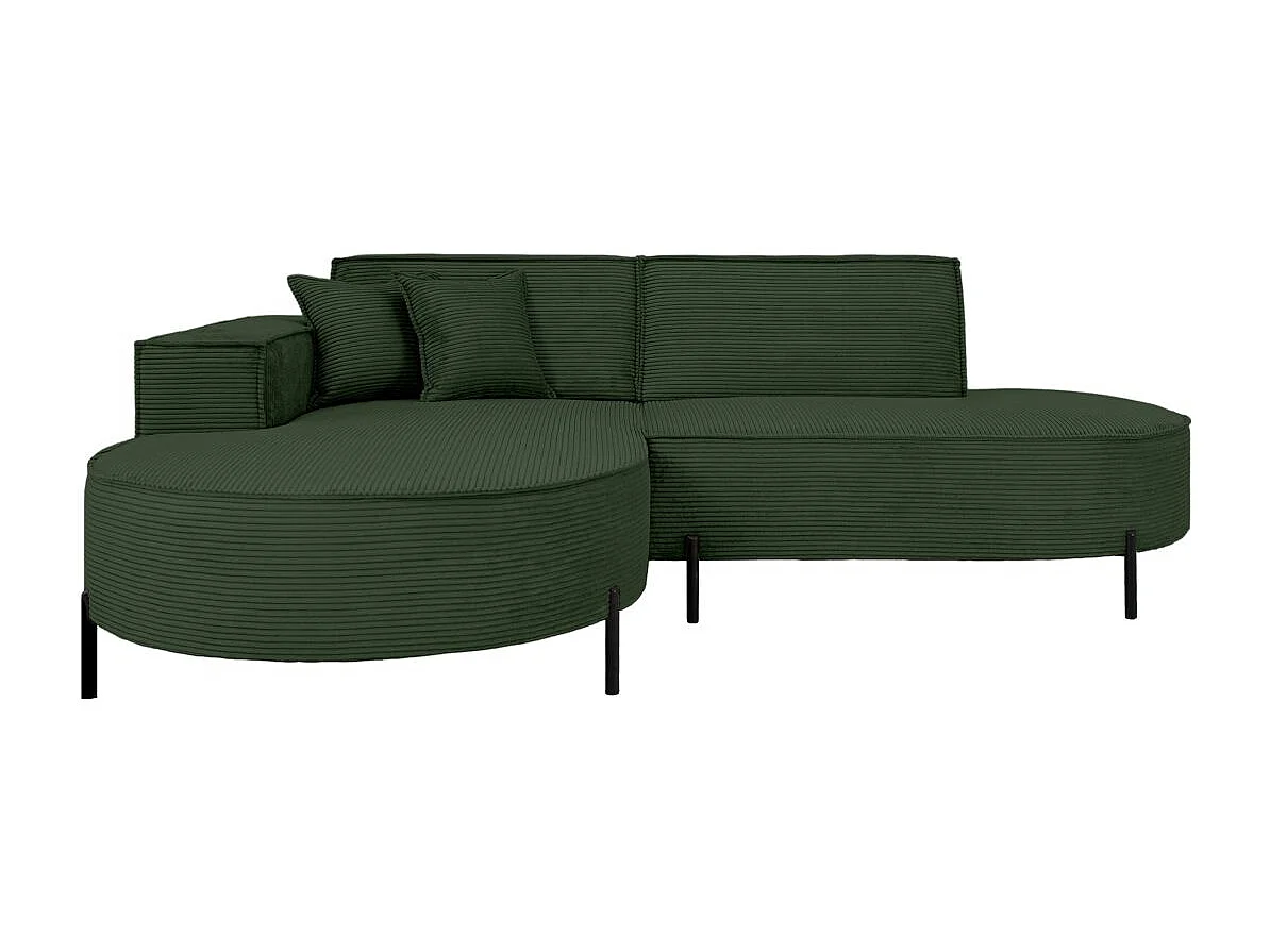 Canapé d'angle gauche 4 places MARLON en velours côtelé - Vert foncé