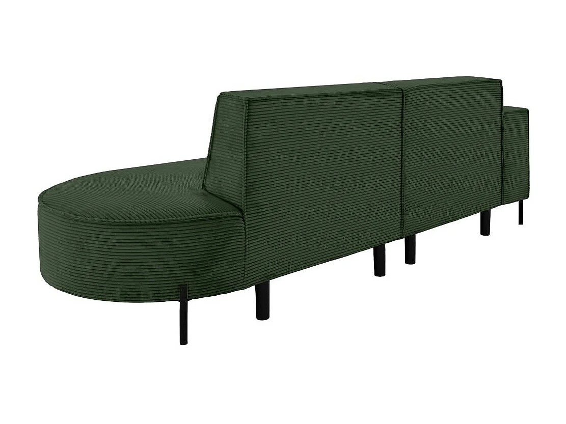 Canapé d'angle gauche 4 places MARLON en velours côtelé - Vert foncé