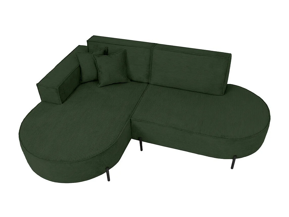 Canapé d'angle gauche 4 places MARLON en velours côtelé - Vert foncé