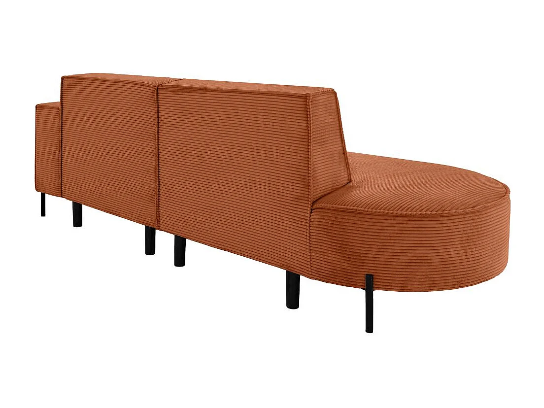 Canapé d'angle droit 4 places MARLON en velours côtelé - Terracotta