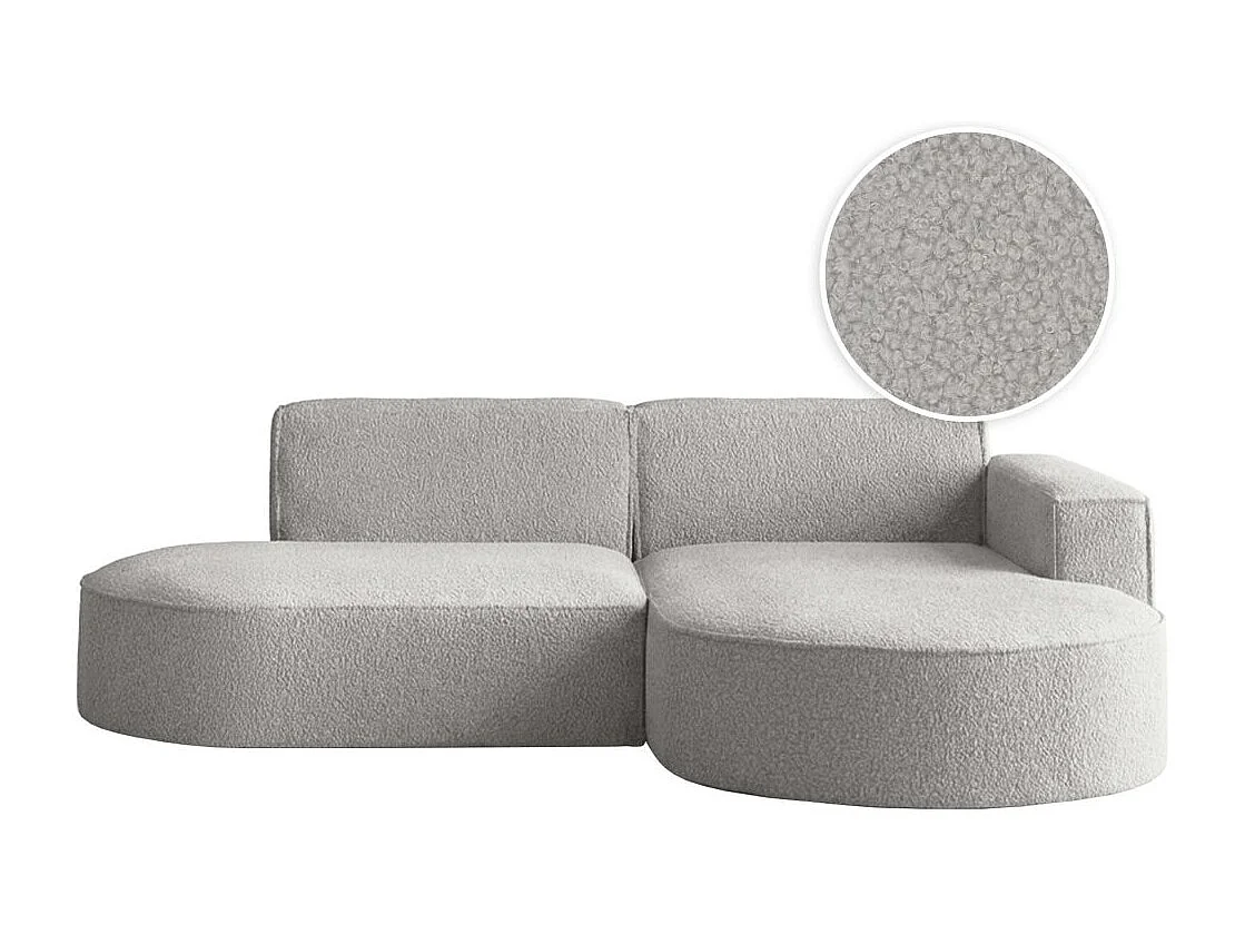 Canapé d'angle droit 4 places MARLA en tissu bouclette - Gris clair