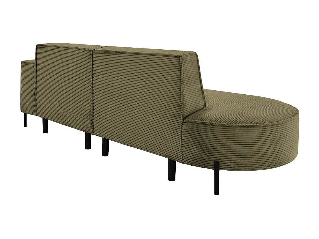 Canapé d'angle droit 4 places MARLON en velours côtelé - Vert kaki