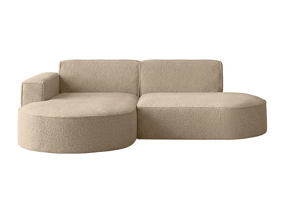 Canapé d'angle gauche 4 places MARLA en tissu bouclette - Taupe