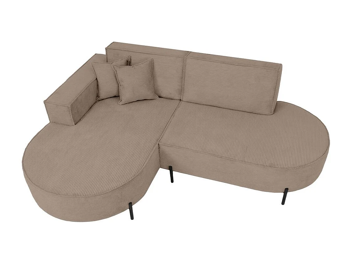 Canapé d'angle gauche 4 places MARLON en velours côtelé - Taupe
