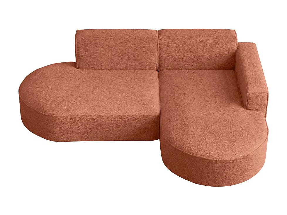 Canapé d'angle droit 4 places MARLA en tissu bouclette - Terracotta
