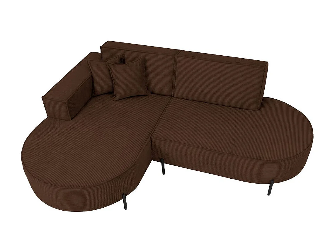 Canapé d'angle gauche 4 places MARLON en velours côtelé - Marron