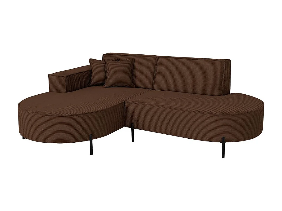 Canapé d'angle gauche 4 places MARLON en velours côtelé - Marron