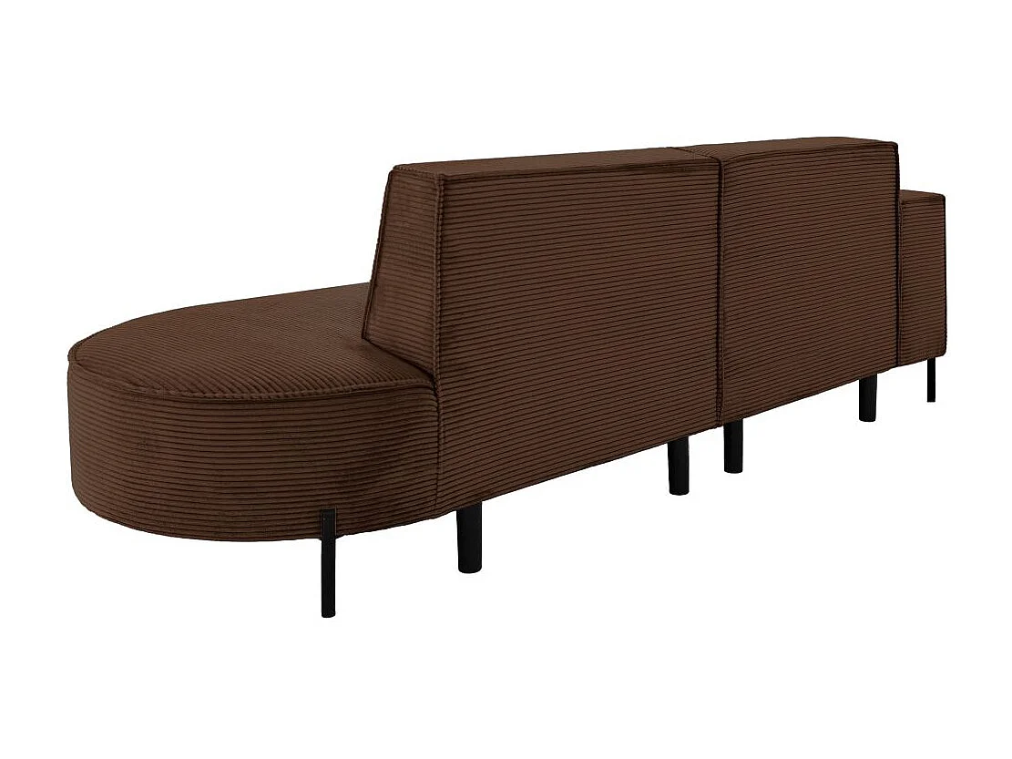 Canapé d'angle gauche 4 places MARLON en velours côtelé - Marron