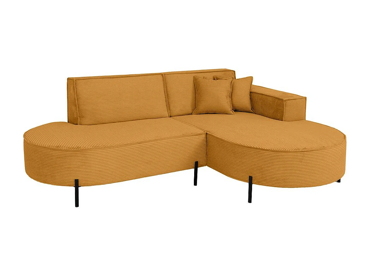 Canapé d'angle droit 4 places MARLON en velours côtelé - Jaune