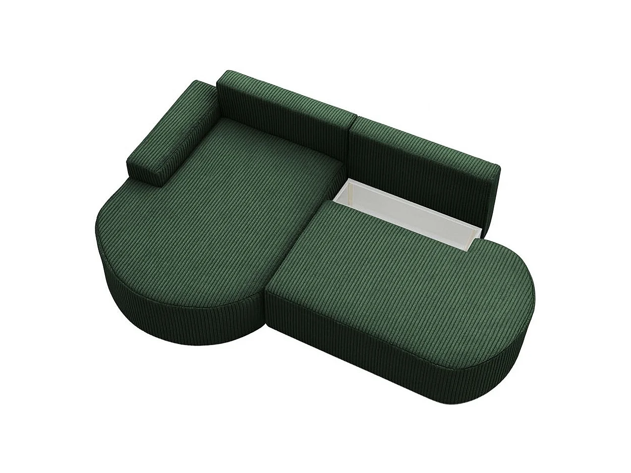 Canapé d'angle gauche convertible 4 places MARLO en velours cotelé - Vert foncé