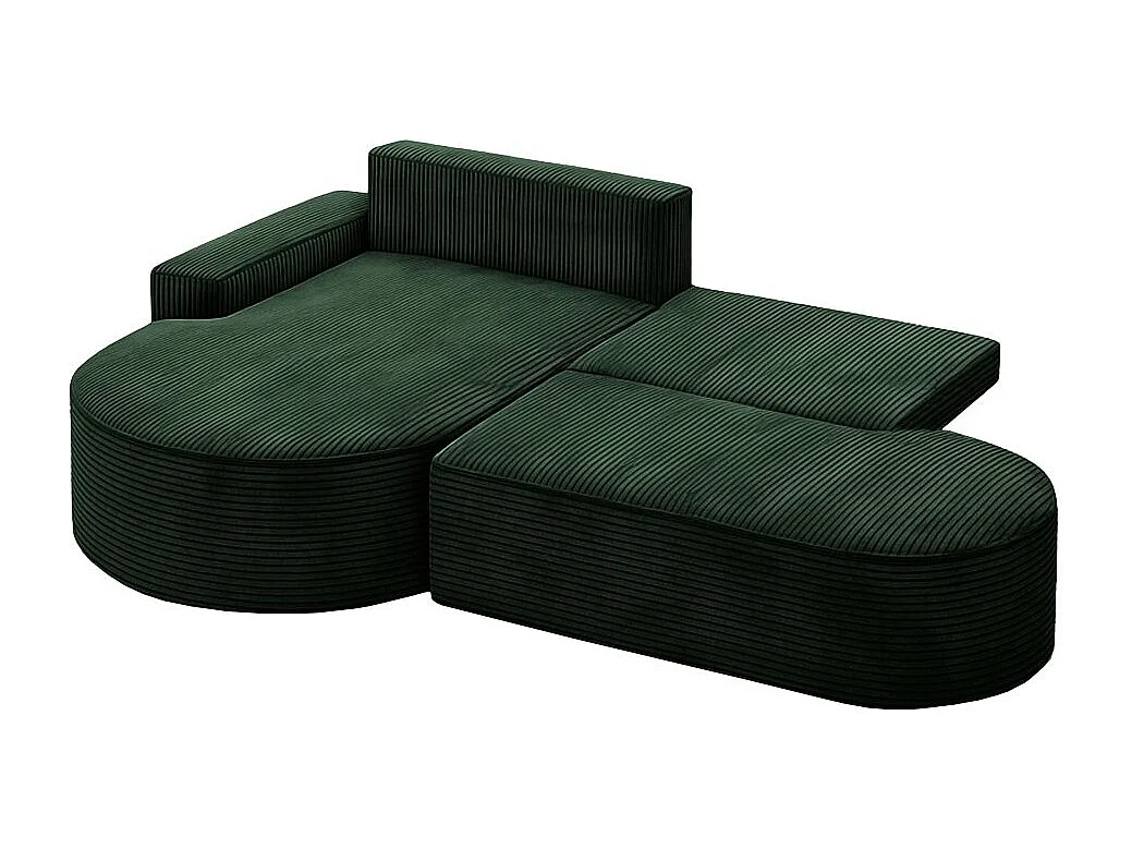 Canapé d'angle gauche convertible 4 places MARLO en velours cotelé - Vert foncé