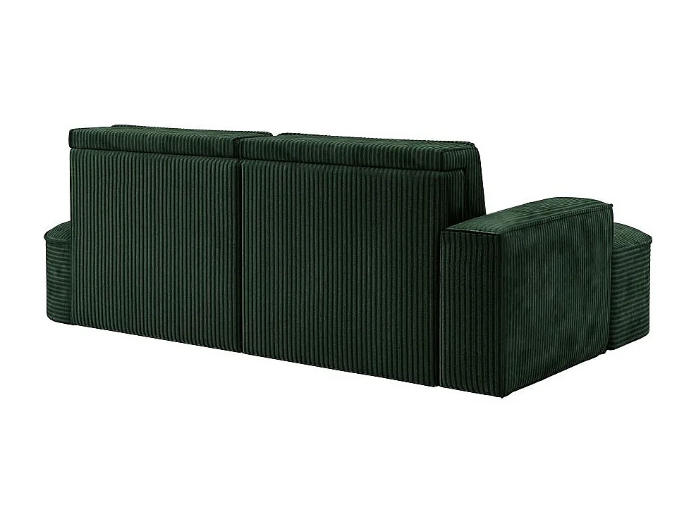 Canapé d'angle gauche convertible 4 places MARLO en velours cotelé - Vert foncé