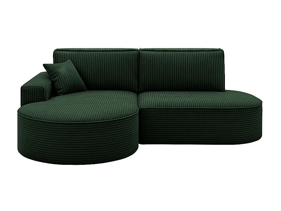 Canapé d'angle gauche convertible 4 places MARLO en velours cotelé - Vert foncé