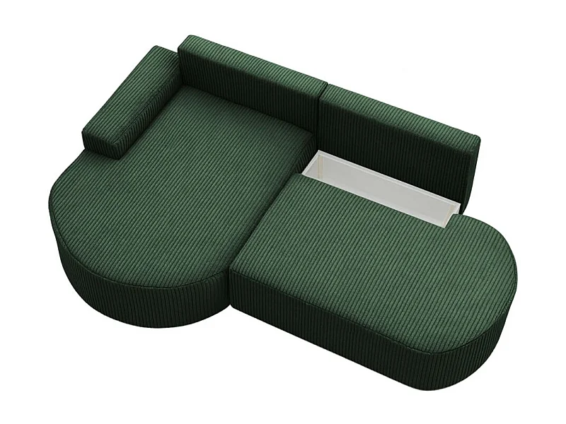 Canapé d'angle gauche convertible 4 places MARLO en velours cotelé - Vert foncé