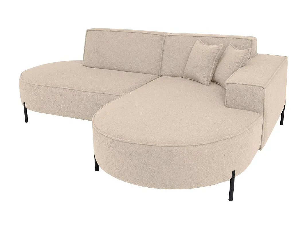 Canapé d'angle 4 places MARLON en tissu bouclette - Beige