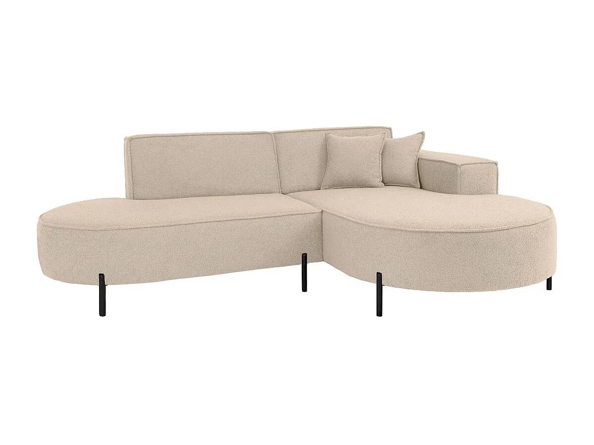 Canapé d'angle droit 4 places MARLON en tissu bouclette - Beige