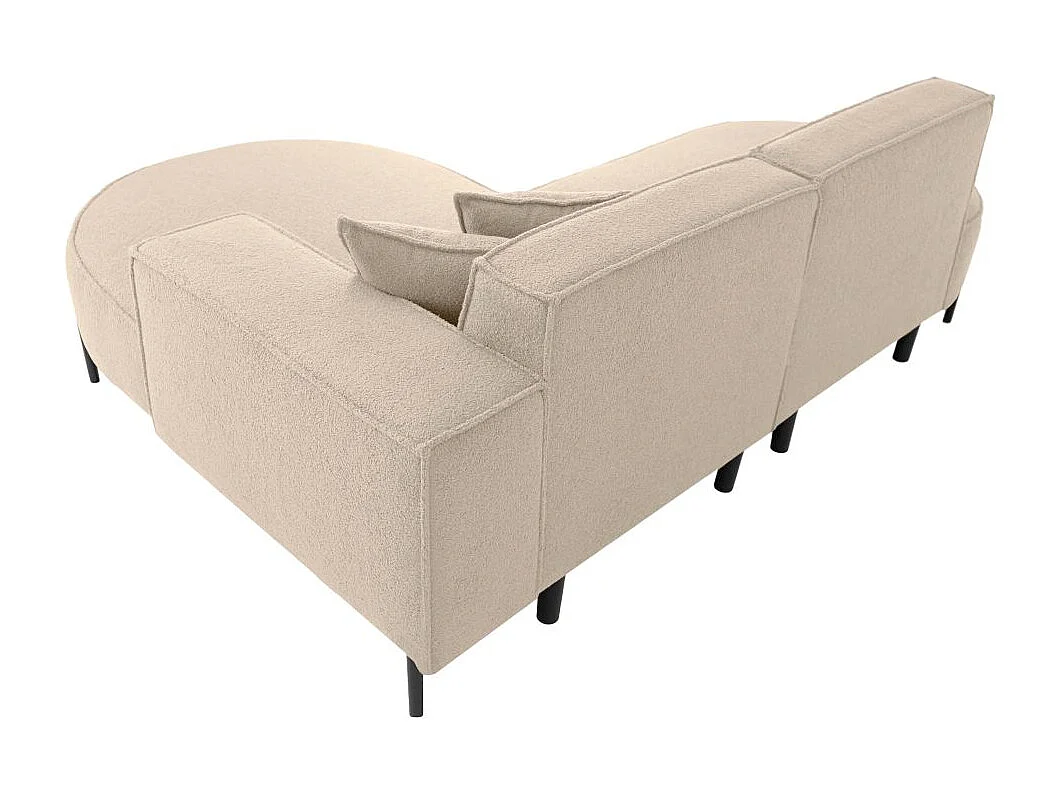 Canapé d'angle droit 4 places MARLON en tissu bouclette - Beige