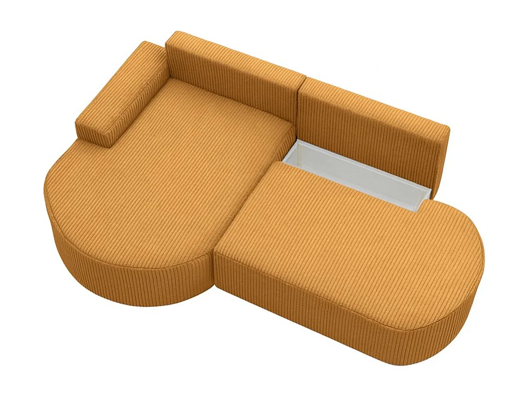 Canapé d'angle gauche convertible 4 places MARLO en velours cotelé - Jaune