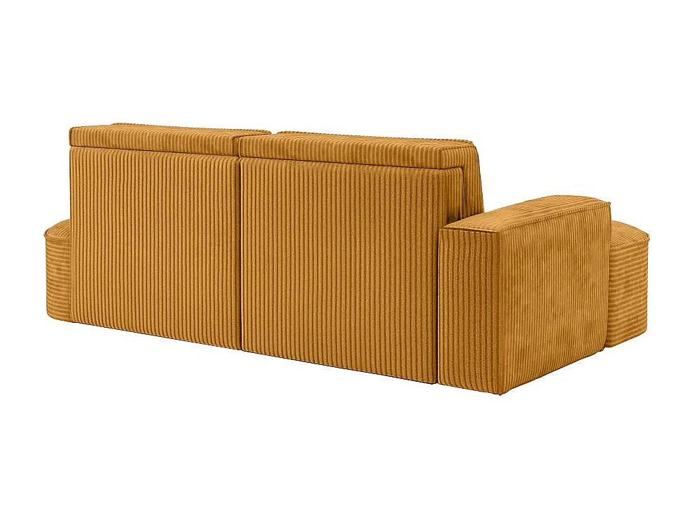 Canapé d'angle gauche convertible 4 places MARLO en velours cotelé - Jaune