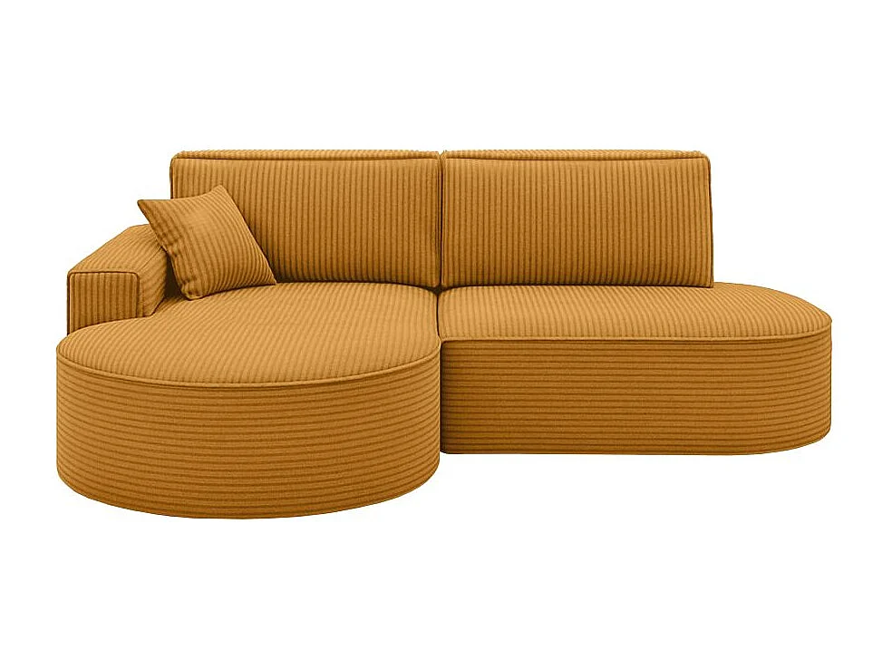 Canapé d'angle gauche convertible 4 places MARLO en velours cotelé - Jaune