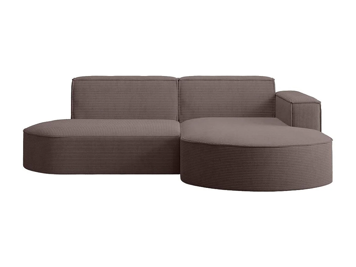 Canapé d'angle droit 4 places MARLA en velours côtelé - Marron glacé