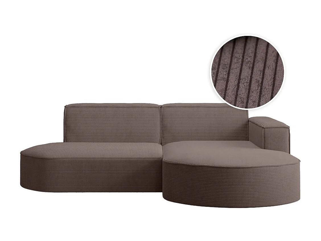Canapé d'angle droit 4 places MARLA en velours côtelé - Marron glacé