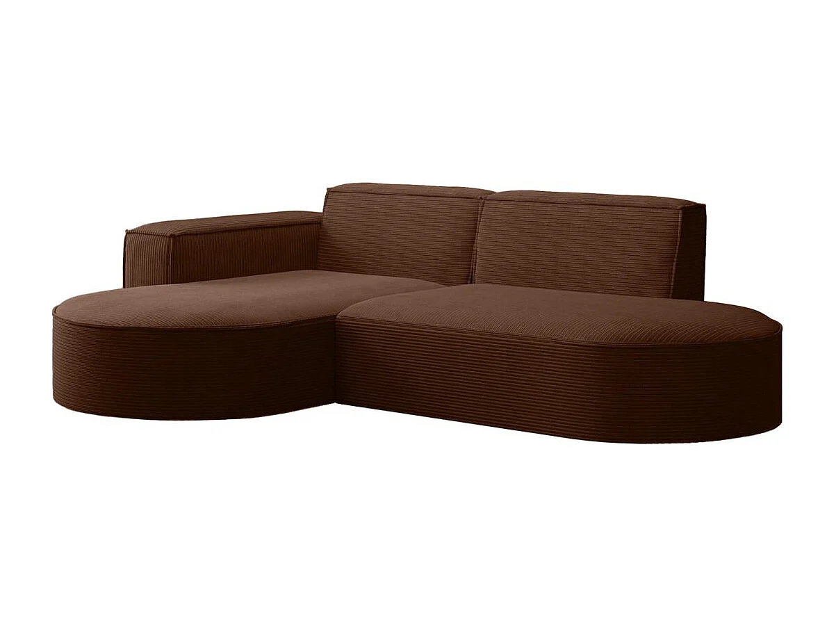 Canapé d'angle gauche 4 places MARLA en velours côtelé - Marron
