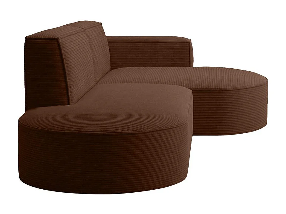 Canapé d'angle gauche 4 places MARLA en velours côtelé - Marron