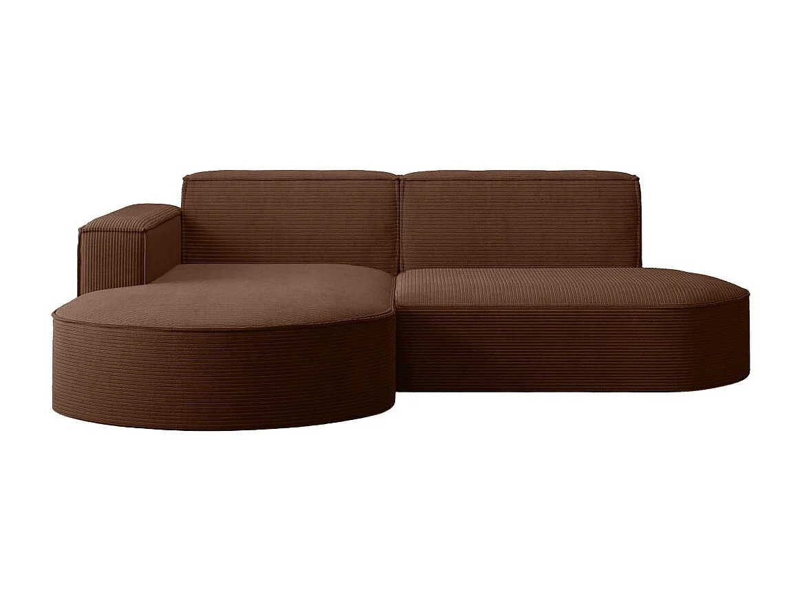 Canapé d'angle gauche 4 places MARLA en velours côtelé - Marron