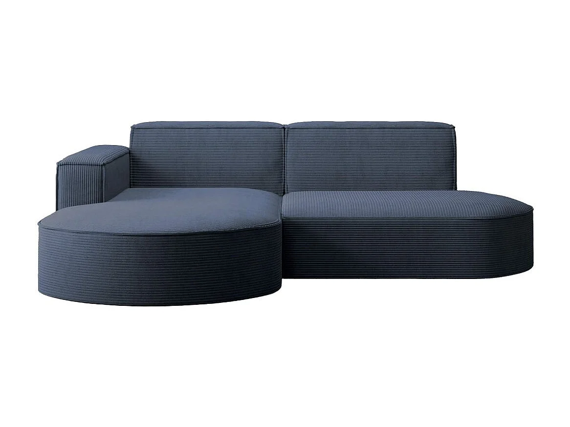 Canapé d'angle gauche 4 places MARLA en velours côtelé - Bleu foncé