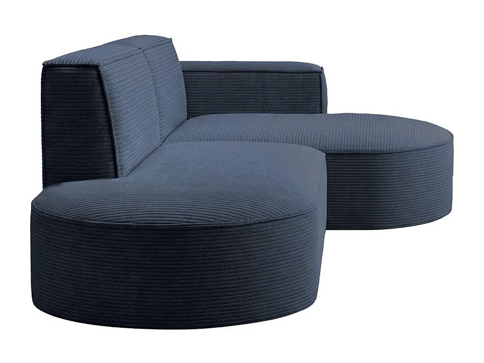 Canapé d'angle gauche 4 places MARLA en velours côtelé - Bleu foncé